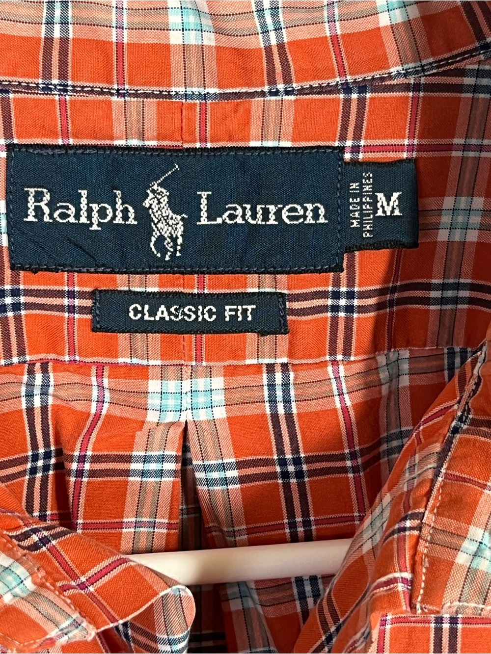 Polo Ralph Lauren Mens Medium Orange Plaid Button Down Preppy Shirt - Picture 4 of 6